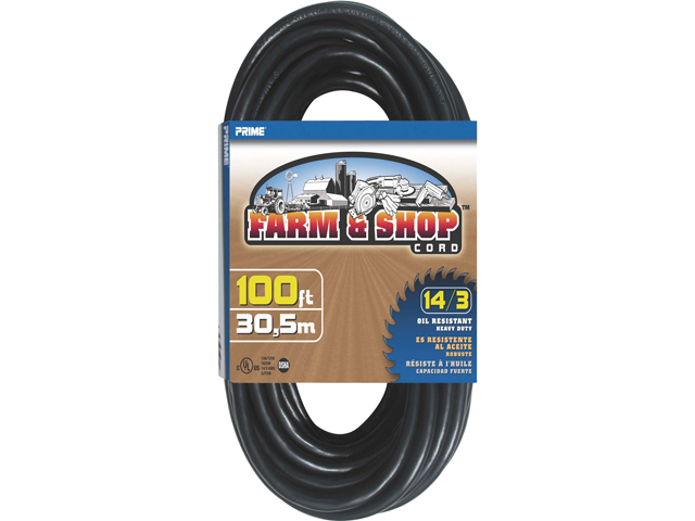 Prime Wire Model EC532735 100 ft. 14/3 SJTOW Farm and Shop Extension Cord