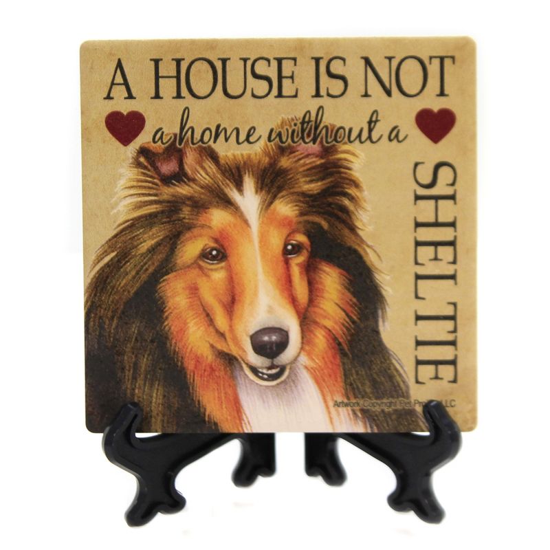 Animal 4.0" Sheltie - Home Stone Coaster Easel Sjt Enterprises  -  Coasters