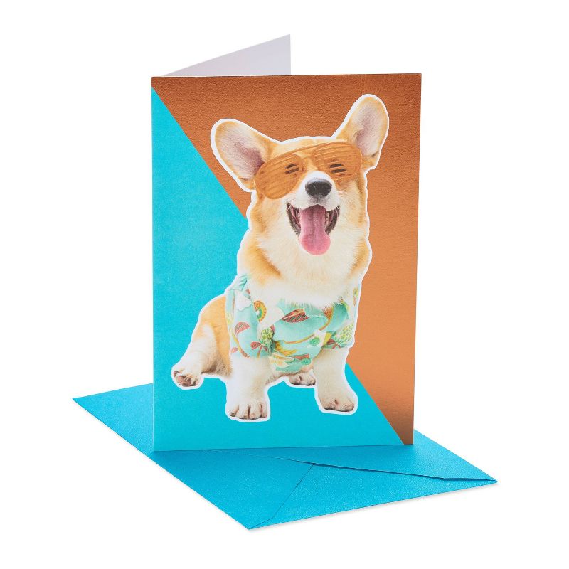 Birthday Card Corgi with Sunglasses