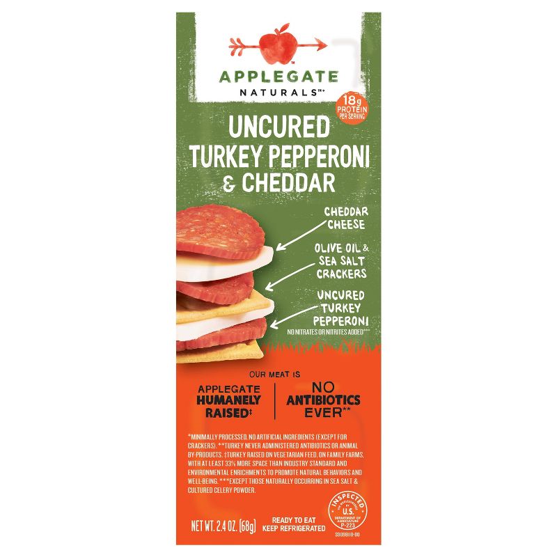Applegate Natural Uncured Turkey Pepperoni & Cheddar Snack Pack - 2.4oz