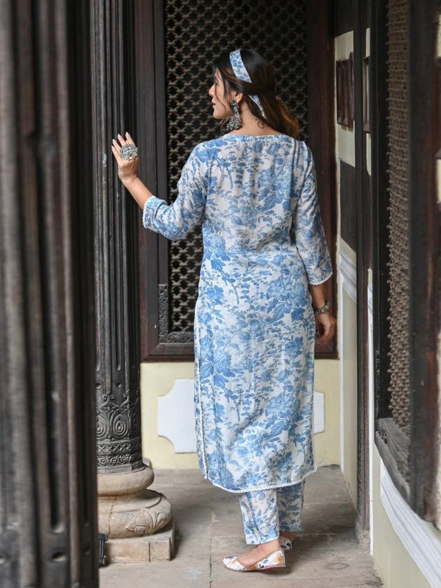 Mahee Jaipur Blue Floral Kurta with Pant
