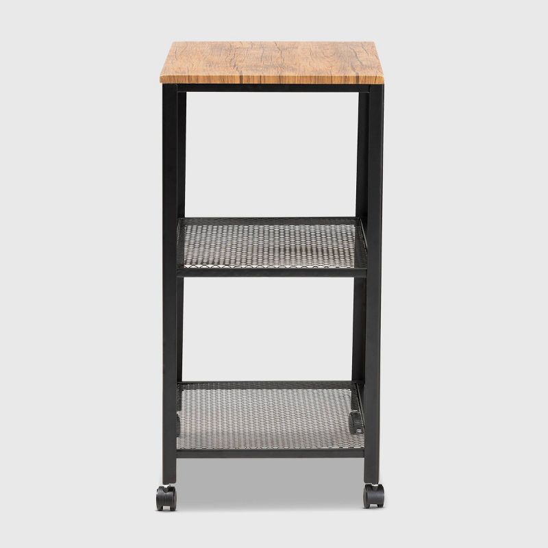 Flash Furniture Castleberry Rustic Wood Grain and Iron Kitchen Serving and Bar Cart