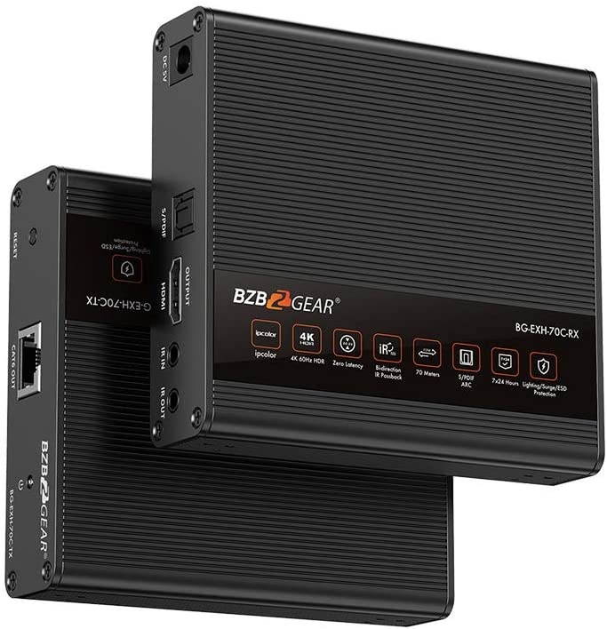 BZBGEAR 4K 18Gbps HDMI Extender with Bi-Directional IR and Zero Latency up to 70m