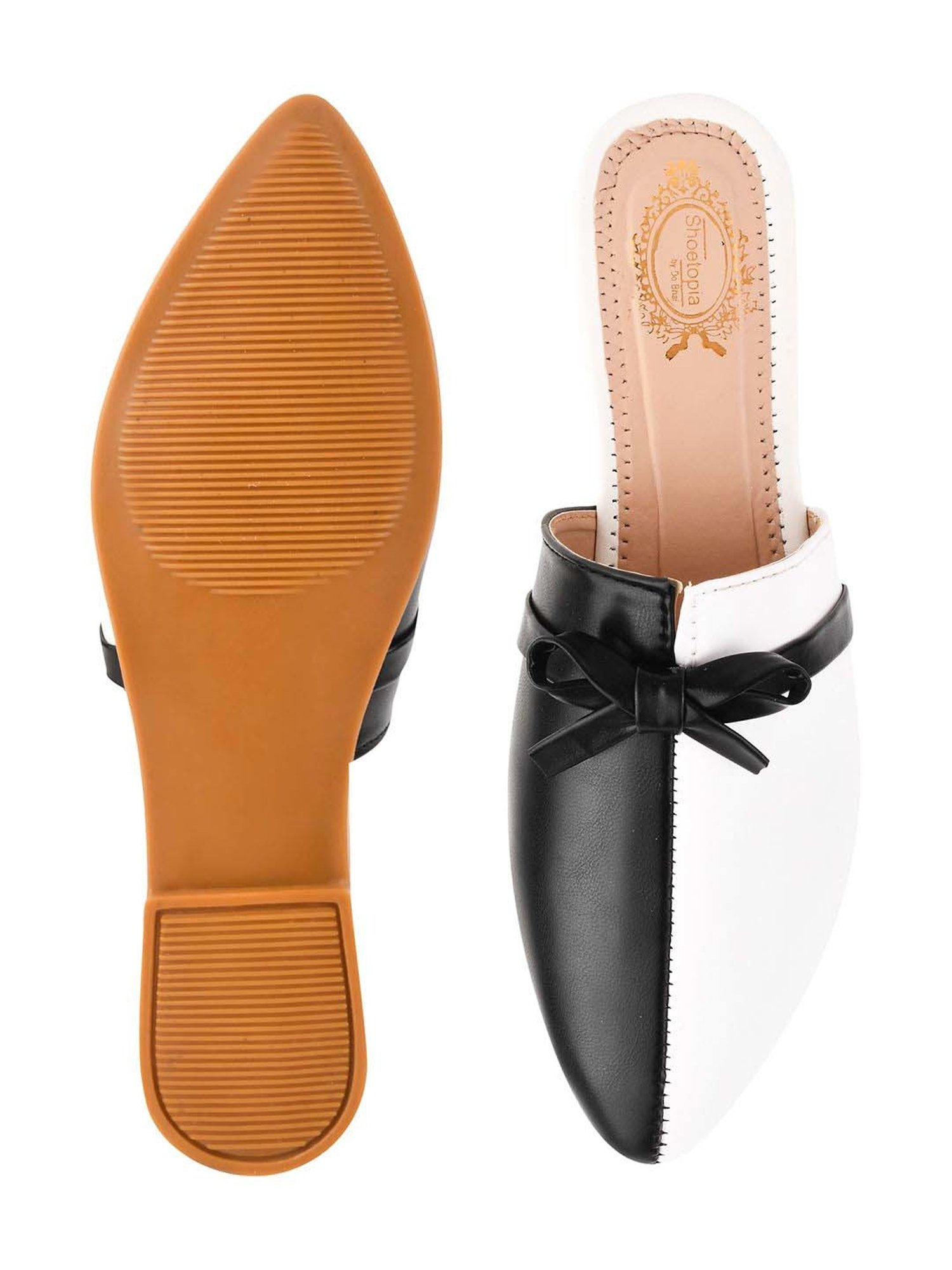 Shoetopia Kids White & Black Mule Shoes