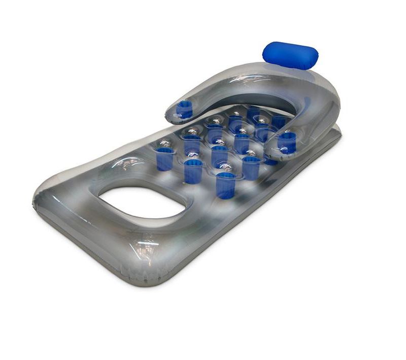 Swim Central 66" Inflatable Blue and Silver French Pocket Swimming Pool Lounger