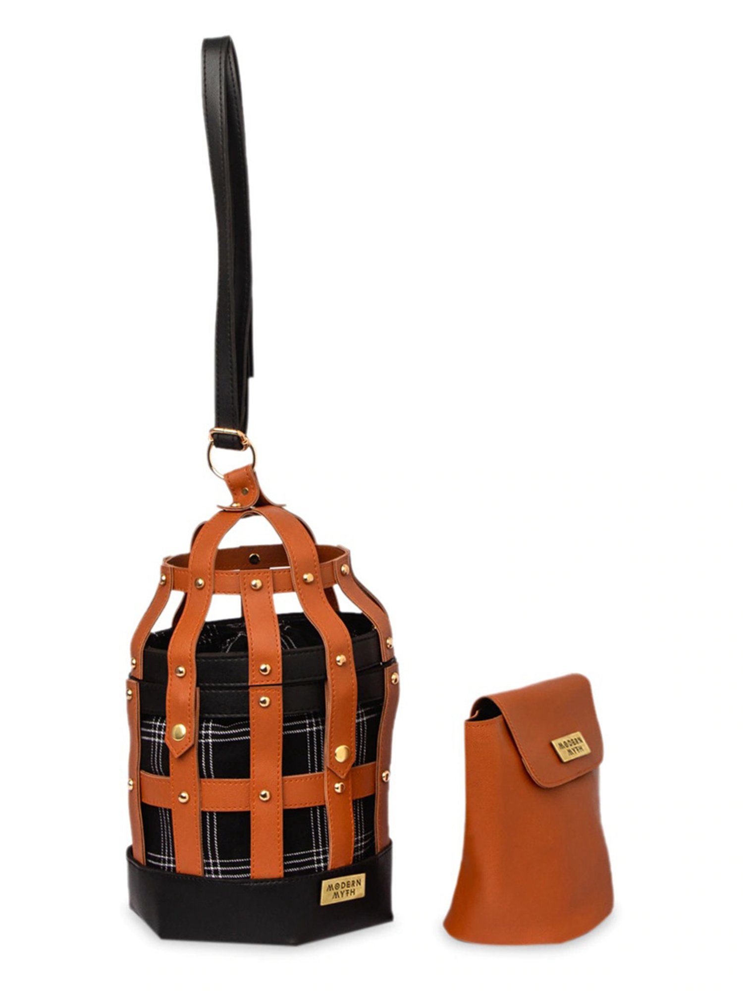 Modern Myth Tan Textured Medium Bucket Handbag