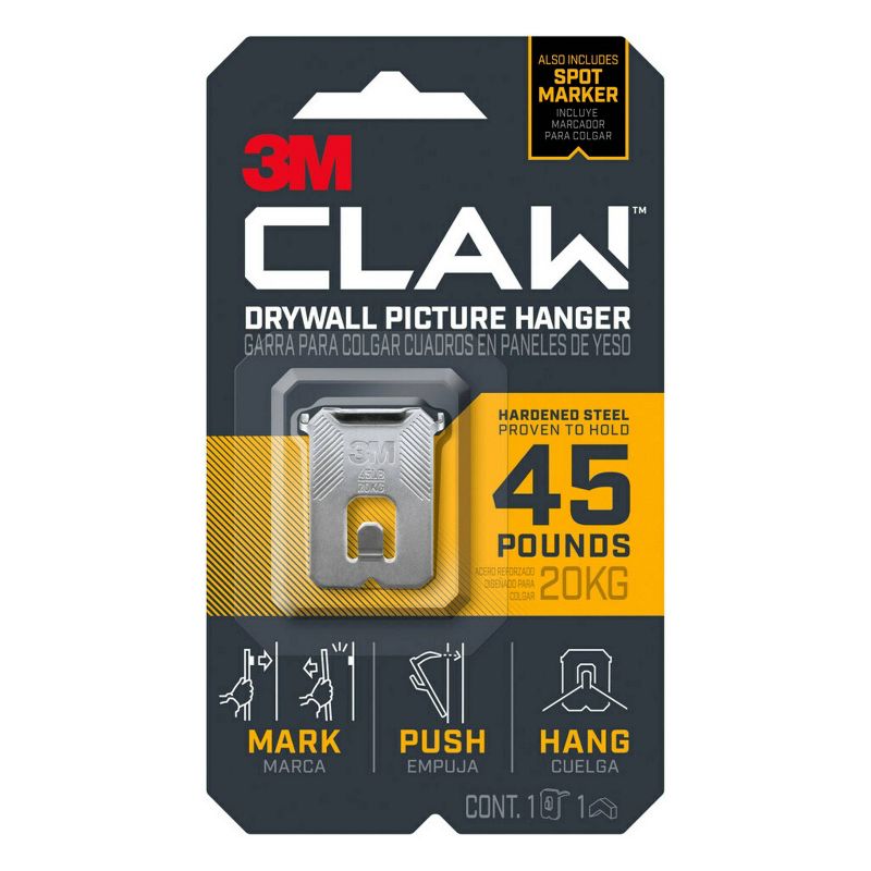 3M 45lb CLAW Drywall Picture Hanger with Spot Marker