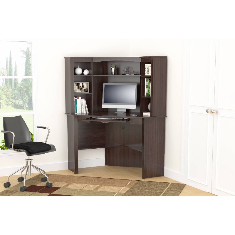 Corner Workstation with Hutch Espresso - Inval