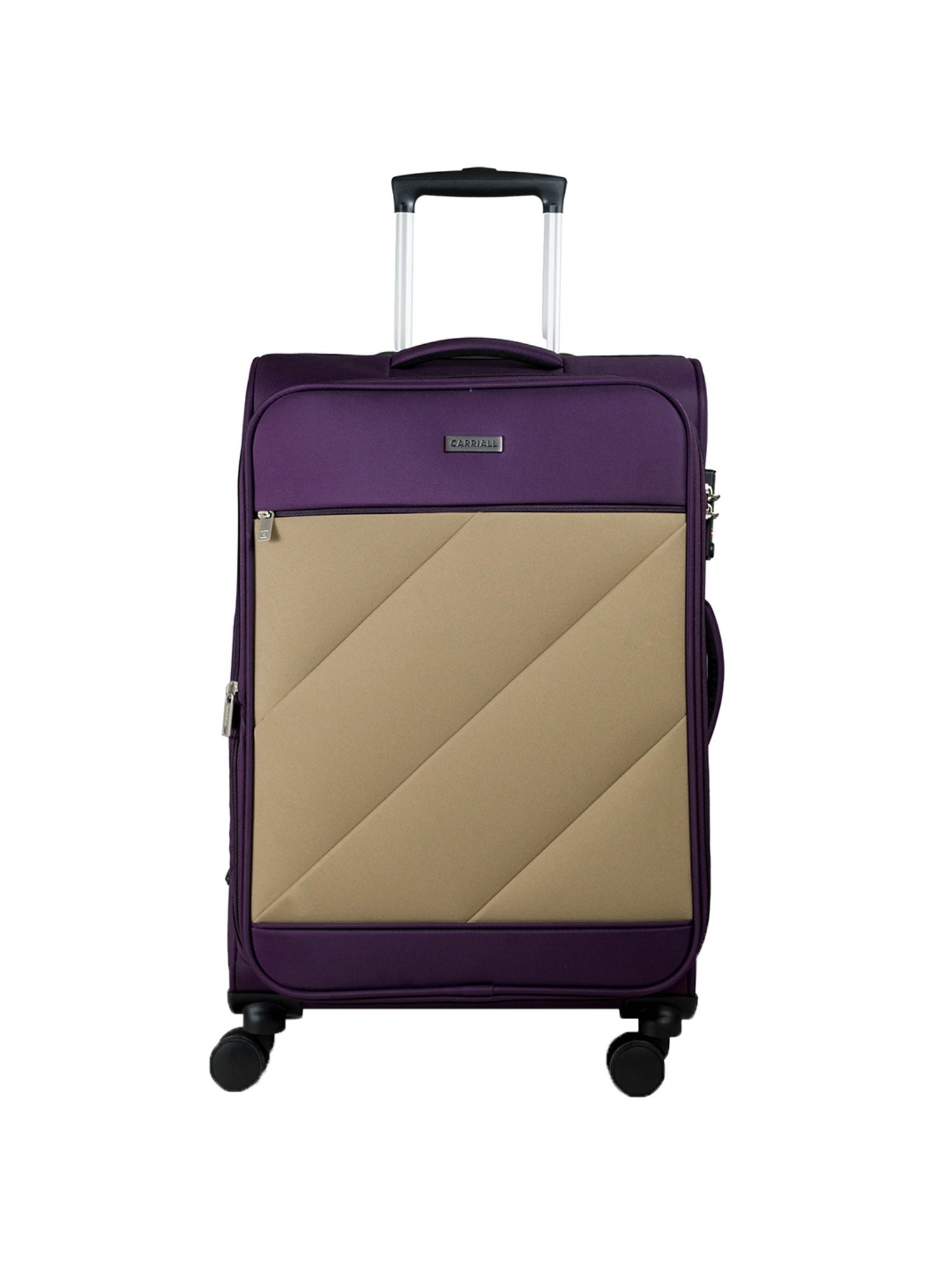 Carriall Purple & Beige 4 Wheel Large Soft Cabin Trolley Pack of 2 - 79 cm