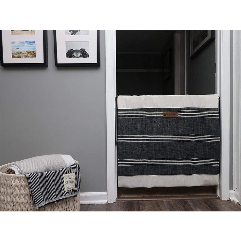 The Stair Barrier Regular Wall to Wall Single Panel Swing Gate with Fabric Slipcover Baby and Pet Safety Gate, 27 to 42.5 Inch, Charcoal Snow