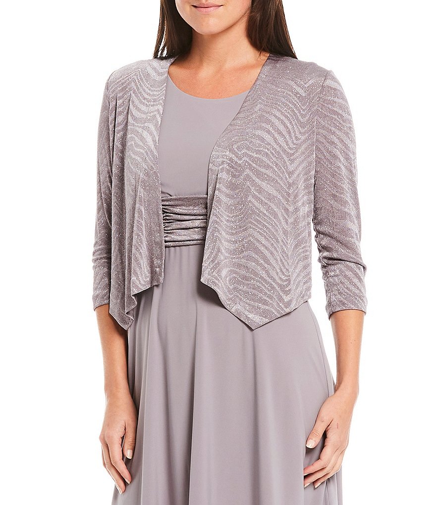 Jessica Howard Petite Size Matte Jersey Tonal Print 2-Piece Jacket Dress