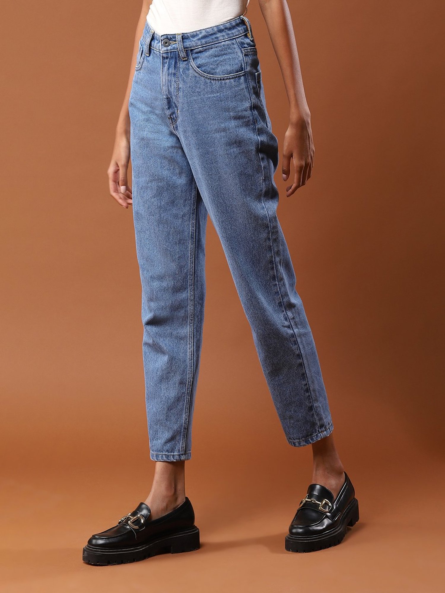 aarke Ritu Kumar Blue Straight Fit Mid Rise Jeans