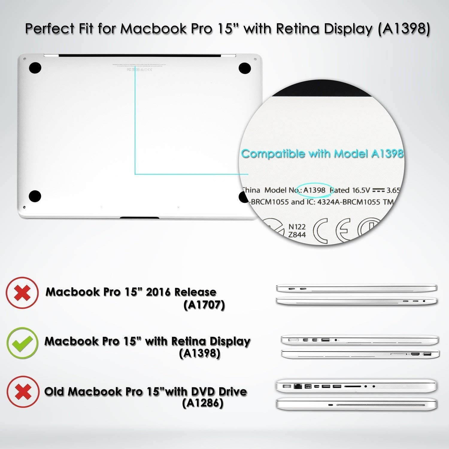 For Macbook Pro 15 Retina Case Werleo Heavy Duty Hard Case Protective Cover for Apple Macbook Pro 15.4" with Retina Display Compatible with A1398 2012-2015 Release