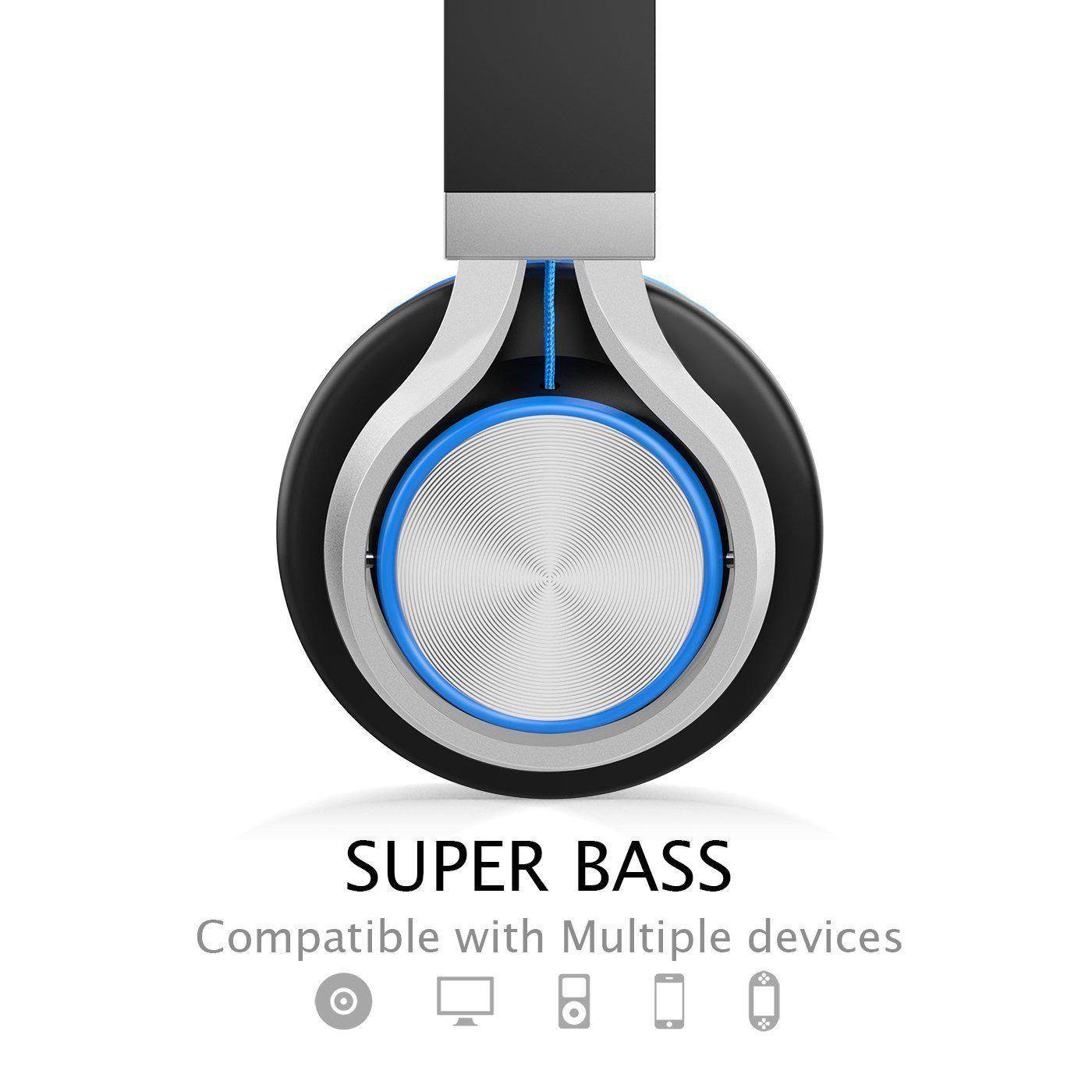 AILIHEN C8 Headphones with Microphone and Volume Control for Smartphone _Black_Blue_