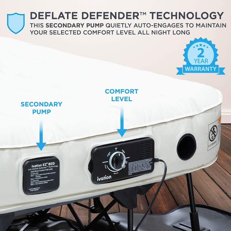 Ivation EZ-Bed 7 in. Thick Twin Size Legs Air Mattress with Inflatable Deflate Defender