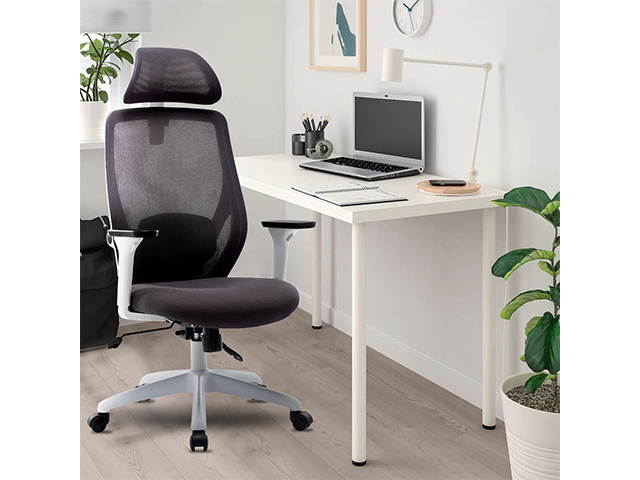 Ergonomic Office Chair Mesh Chair Heavy Duty Office Chair Adjustable Headrest and Armrest - Home Office Chair with Tilt Function and Position Lock,White,GC50