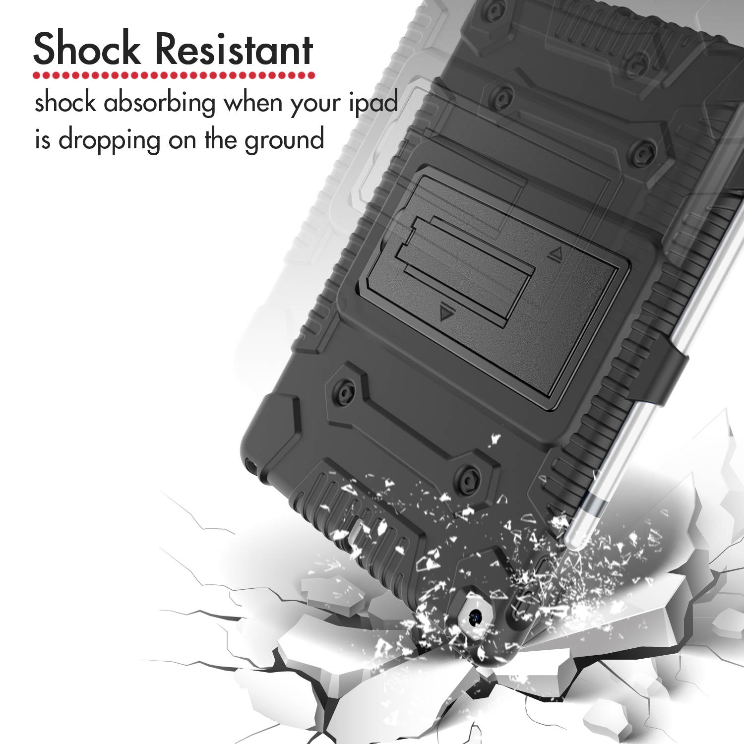 DONWELL For Apple iPad Case 10.2 inch 2020/2019 , iPad 7th/8th Gen, Flexible, Shockproof,Hybrid Soft Silicone Kickstand Case Protective Tablet Case Cover With Pencil Holder