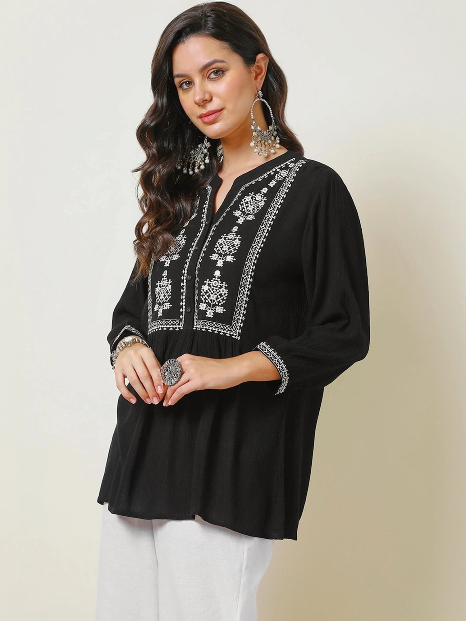 Soch Black Embroidered Top