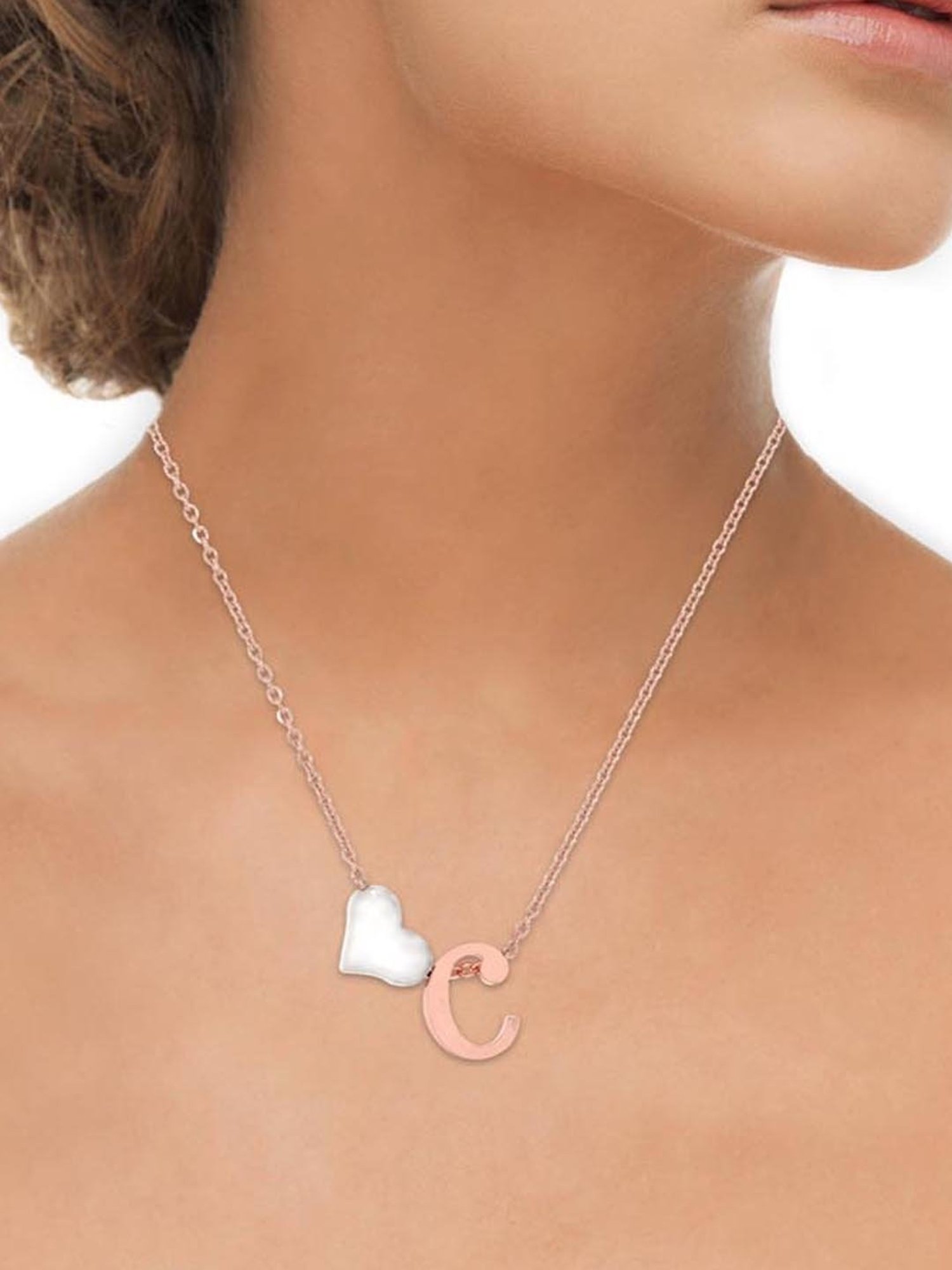 Anayra 92.5 Sterling Silver Initial Letter Charm Pendant without Chain for Women