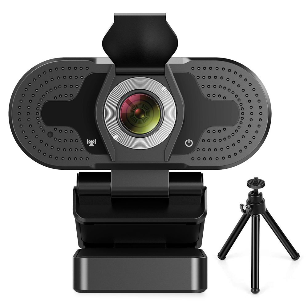 TROPRO 1080P webcam for PC, full HD computer camera with cover, USB web cam with microphone, cover, expandable tripod, streaming camera for Skype, Streaming, teleconference etc.