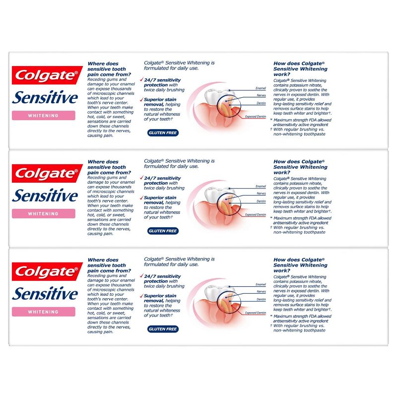 Colgate Sensitive Toothpaste Maximum Strength with Whitening - Fresh Mint Gel - 6oz/3pk