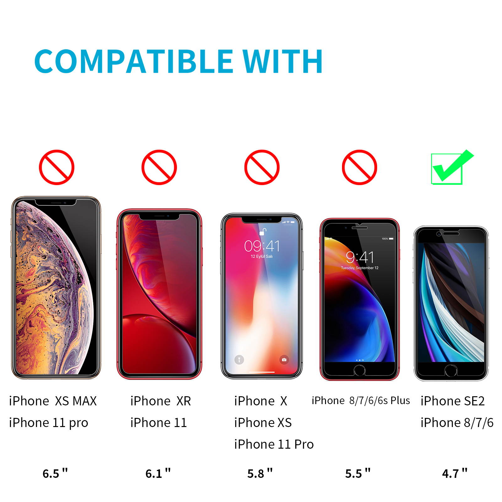 3Pcs Tempered Glass Film for iPhone SE(2020) 2nd Generation Screen Protector and iPhone 8/7 Screen Protector 4.7"