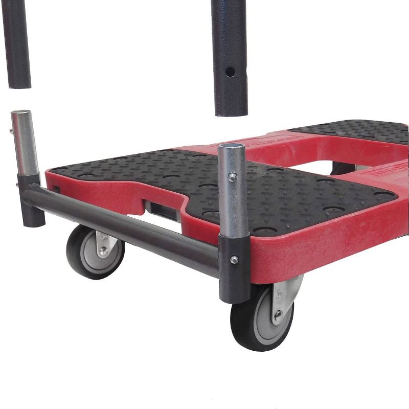 Snap Loc 1,500 lb Capacity All Terrain E Track Push Cart Dolly Red, Heavy Duty 6 in Solid Rubber Swivel Caster Wheels