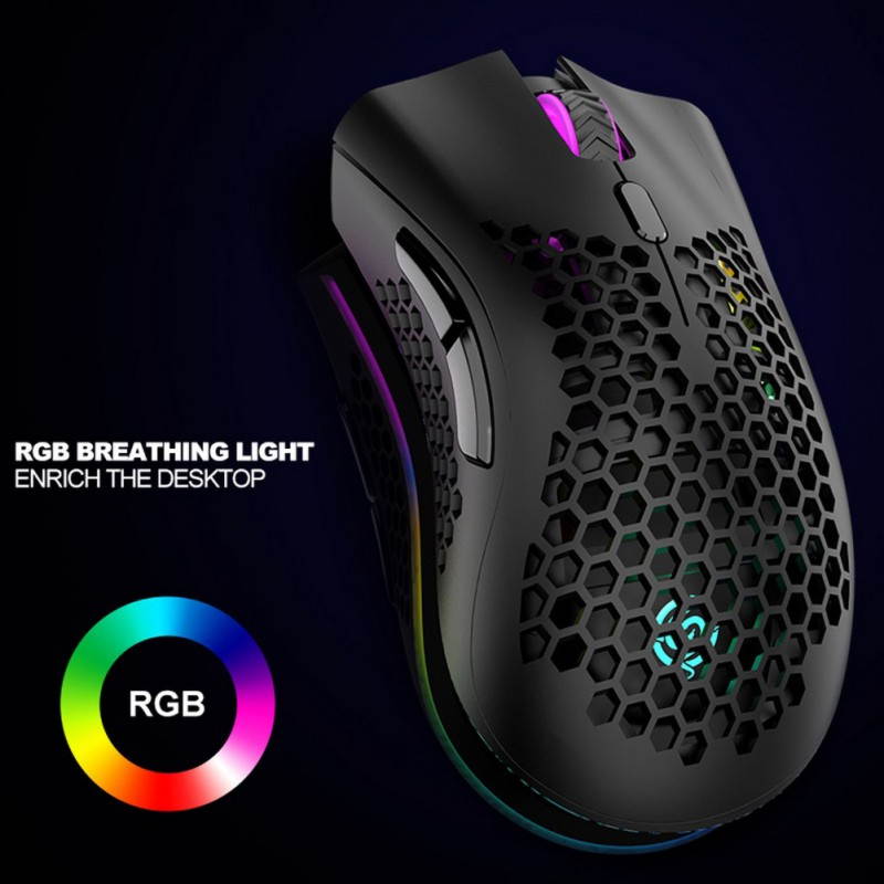 2.4GHz Wireless Mouse USB Rechargeable 1600DPI Adjustable Hollow Out Honeycomb RGB Optical Mouse Gamer Mice