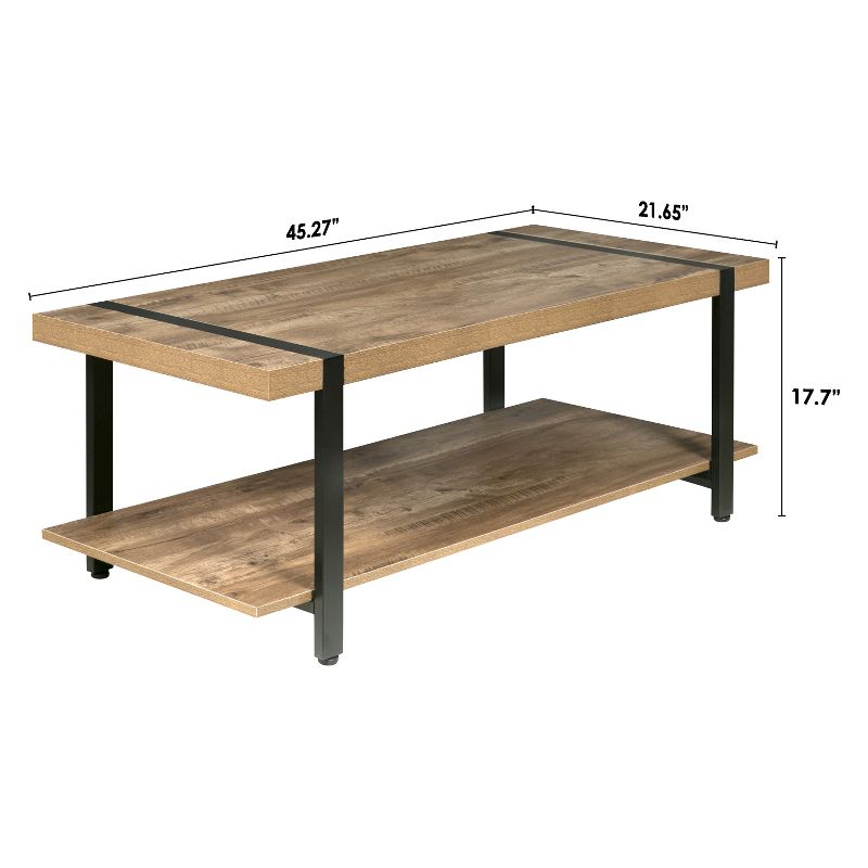 Bourbon Foundry Coffee Table Wood and Inset Black Steel Oak - OneSpace