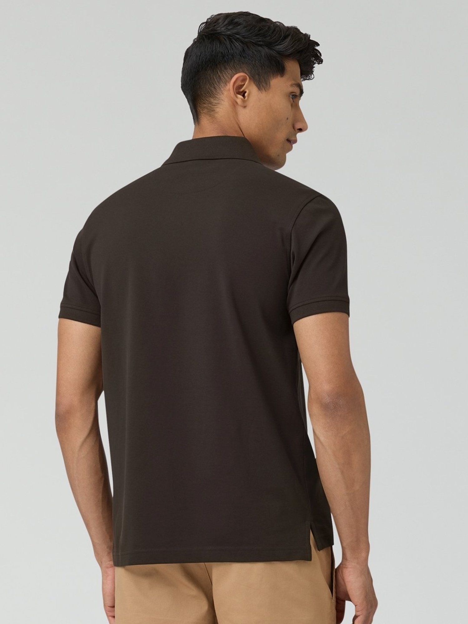 XYXX Mocha Brown Cotton Regular Fit Polo T-Shirt
