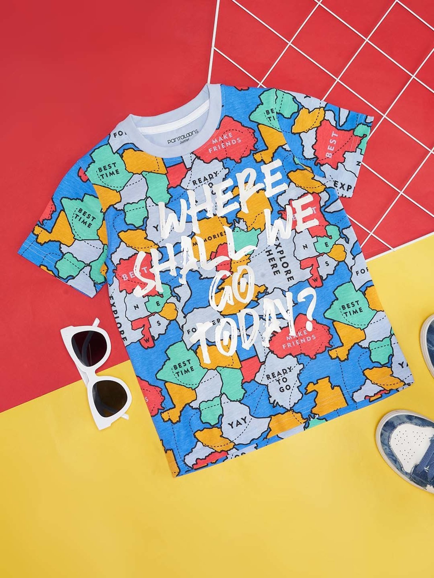 Pantaloons Junior Multicolor Cotton Printed T-Shirt