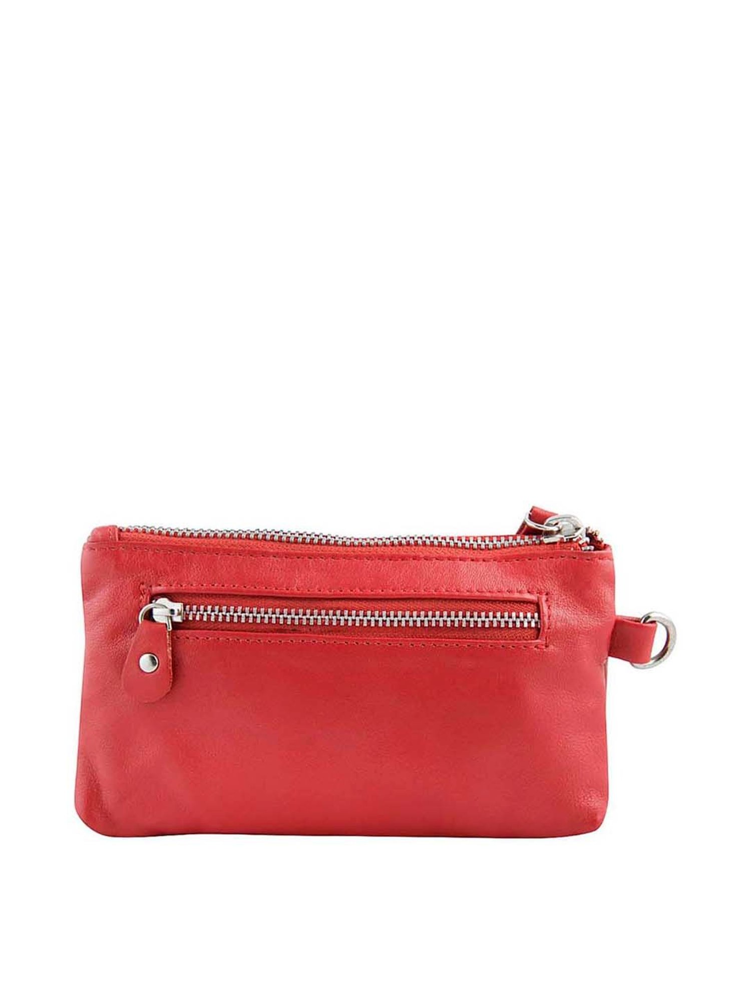 Kara Red Leather Solid Leather Wallet for Women