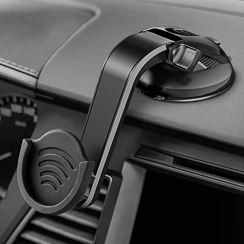 Suction Cup Phone Holder for Socket Users,  Dashboard Car Phone Mount for Collapsible Grip with Adjustable 360&deg;Rotation, Includes 3M Sticky Adhesive Replacement for Expanding Stand - Black