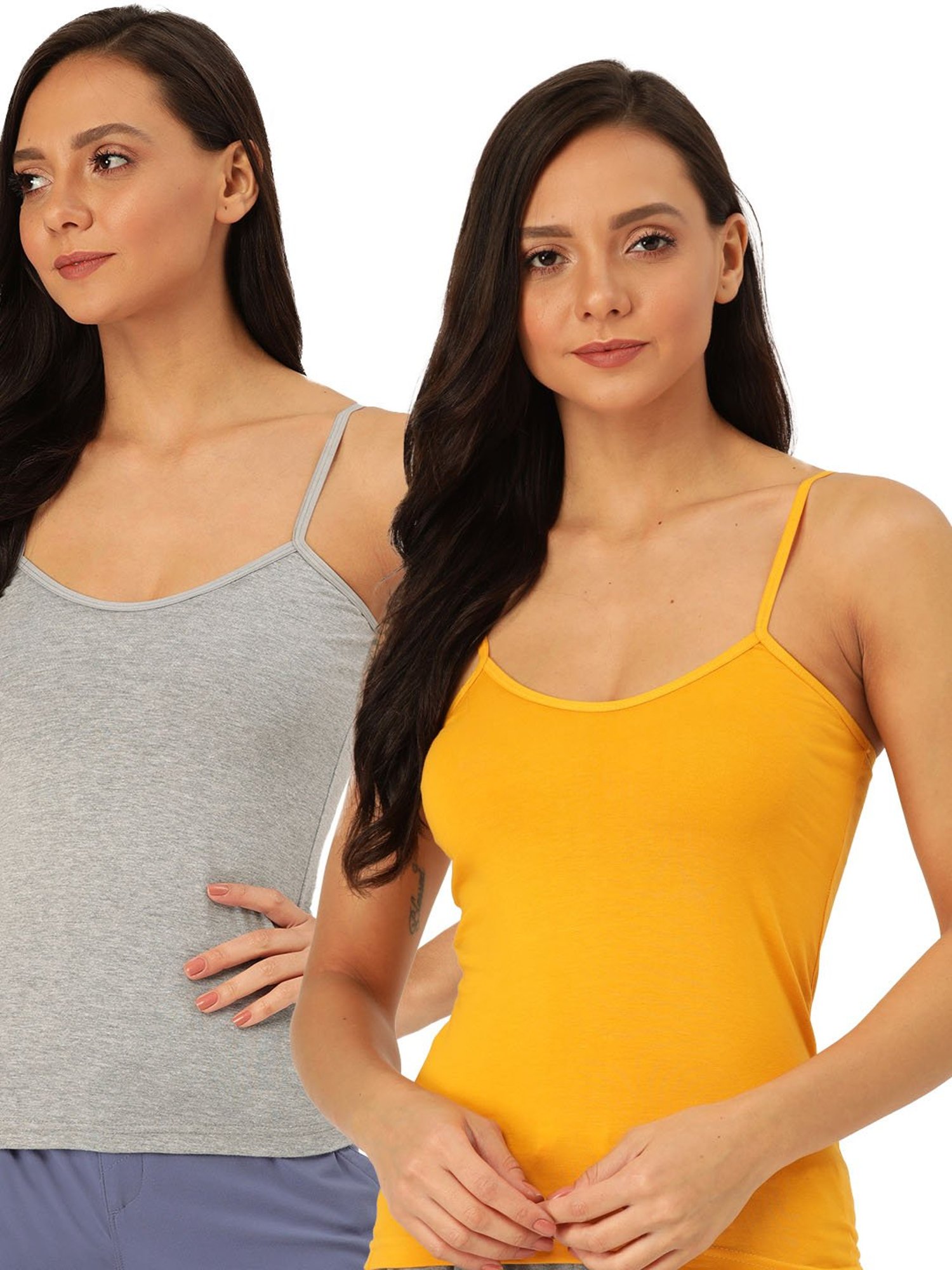 Lady Lyka Multicolor Cotton Camisole (Pack Of 2)