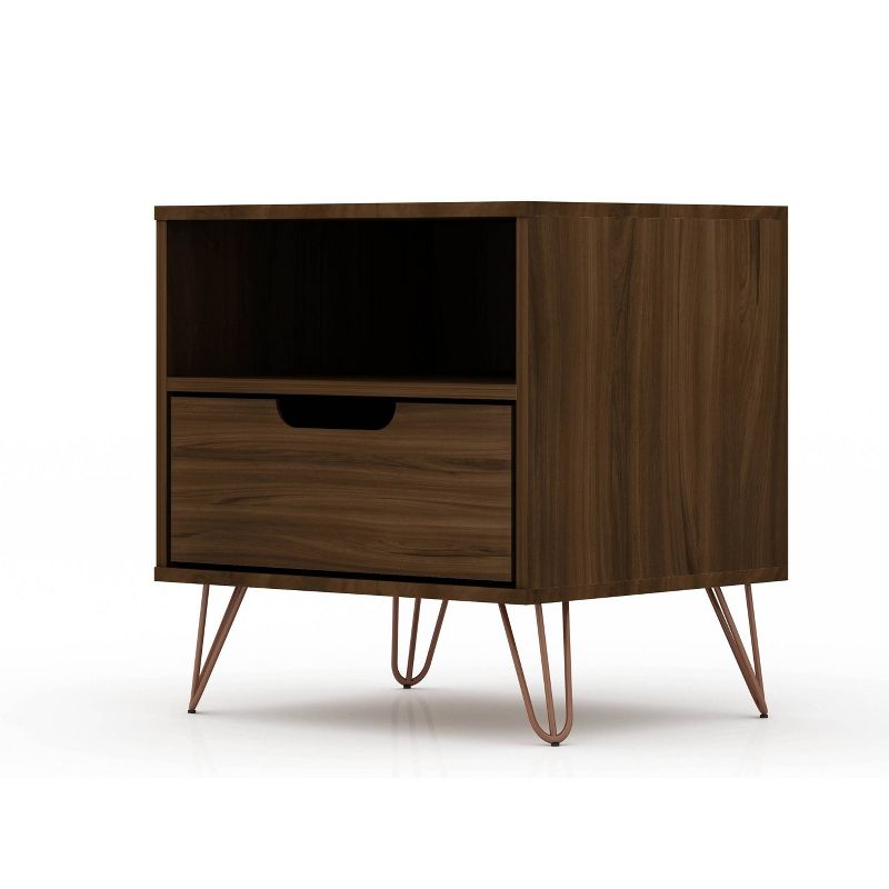 1.0 Rockefeller Nightstand Brown - Manhattan Comfort