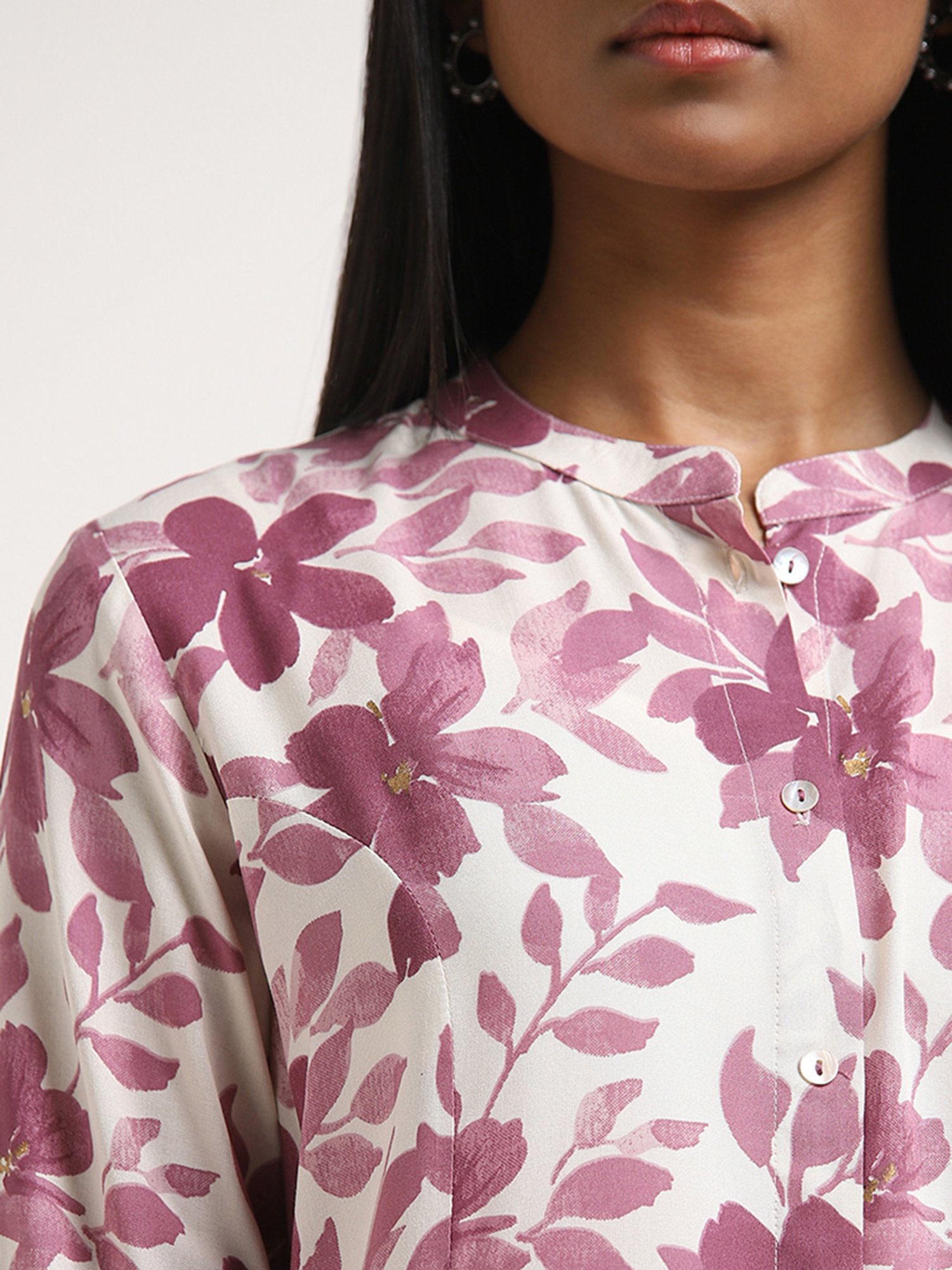 Utsa by Westside Purple Floral Printed A-Line Kurta