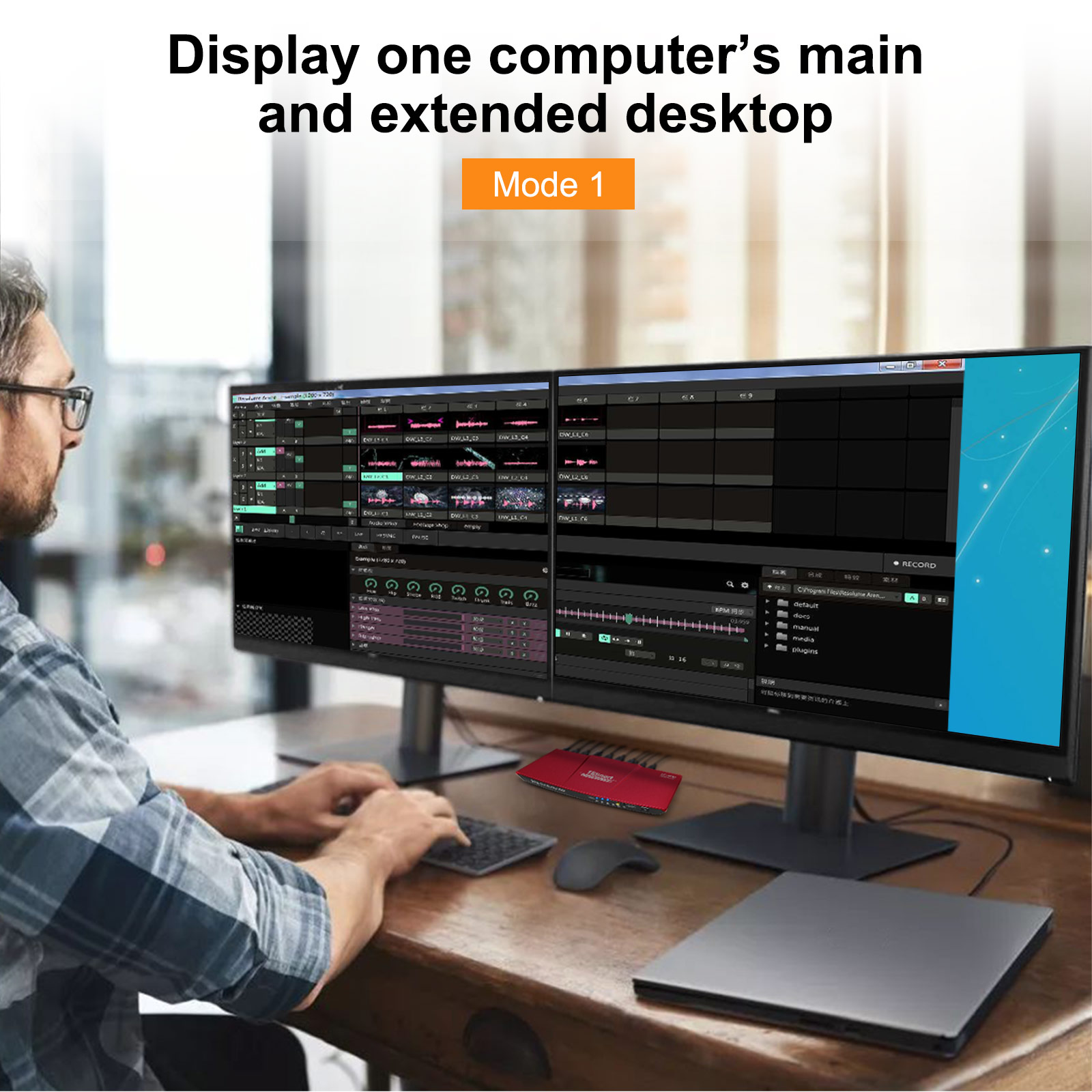 TESmart KVM Switch HDMI+DisplayPort ,2 In 2  Out ,Dual Monitor KVM Switch ,support 4K 3840*2160@60Hz  with Audio interface and USB 2.0