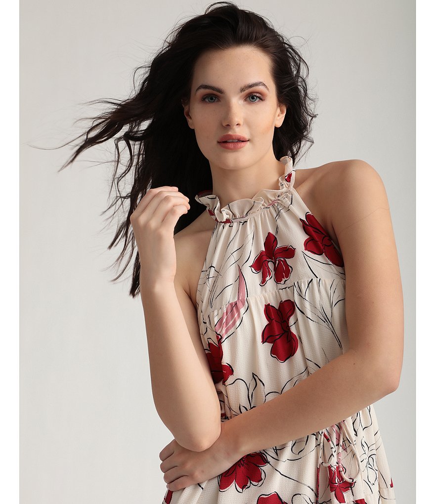 Maggy London Petite Size Floral Halter Neck Dress