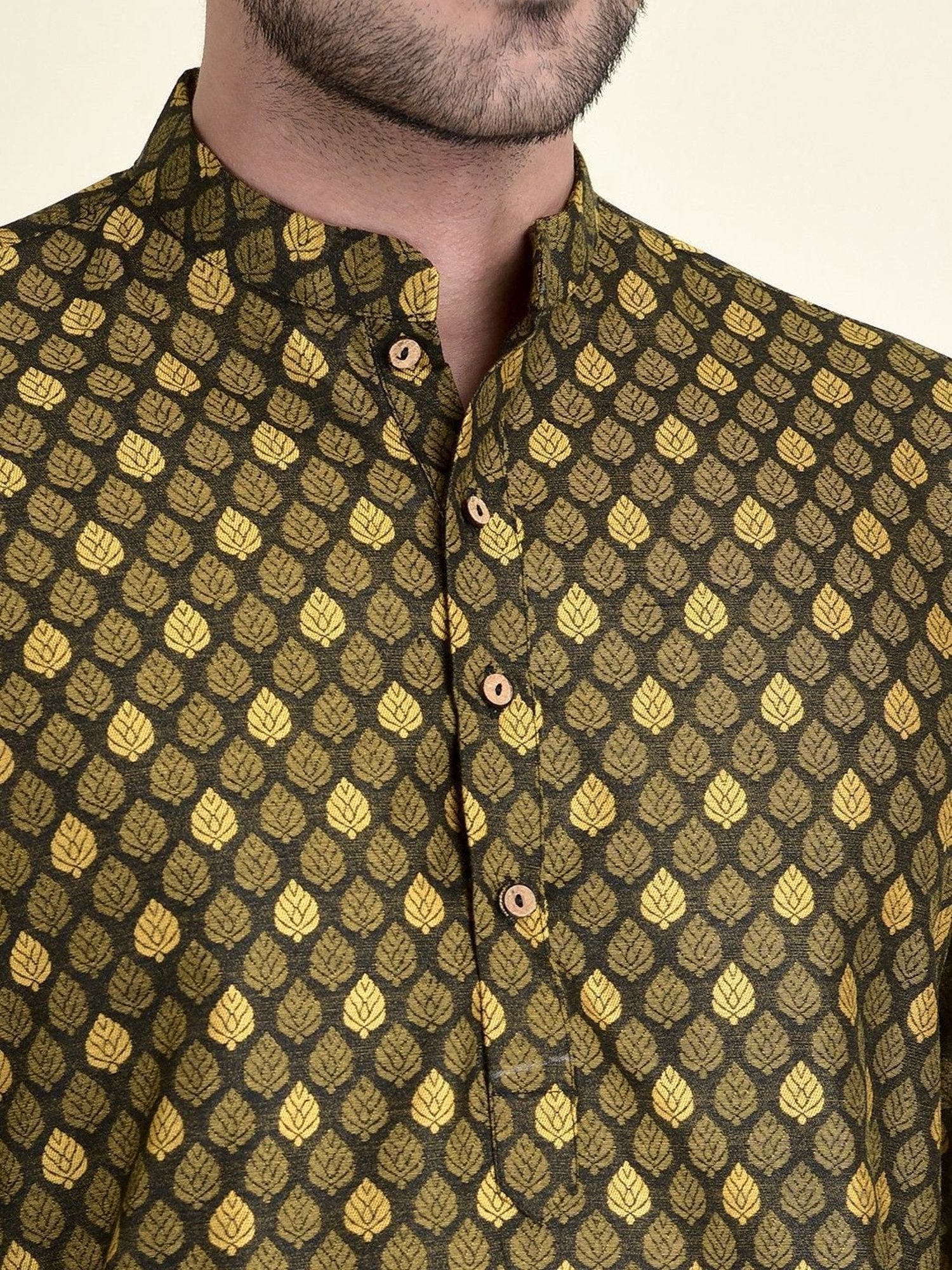 TABARD Yellow Cotton Regular Fit Printed Kurta Bottom Set