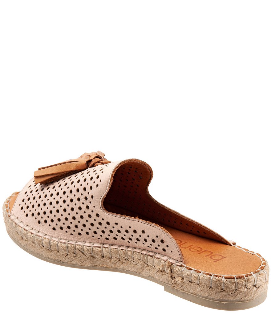 Bueno Navar Perforated Leather Tasseled Espadrille Slides