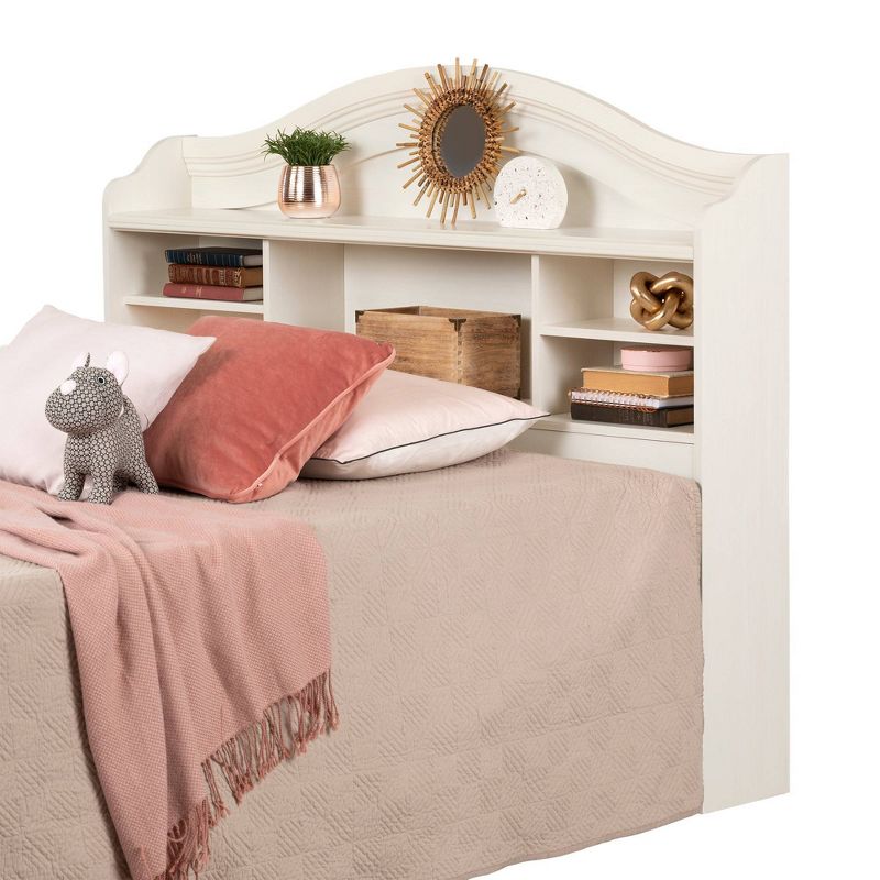 Full Summer Breeze Bookcase Headboard   White Wash  - South Shore