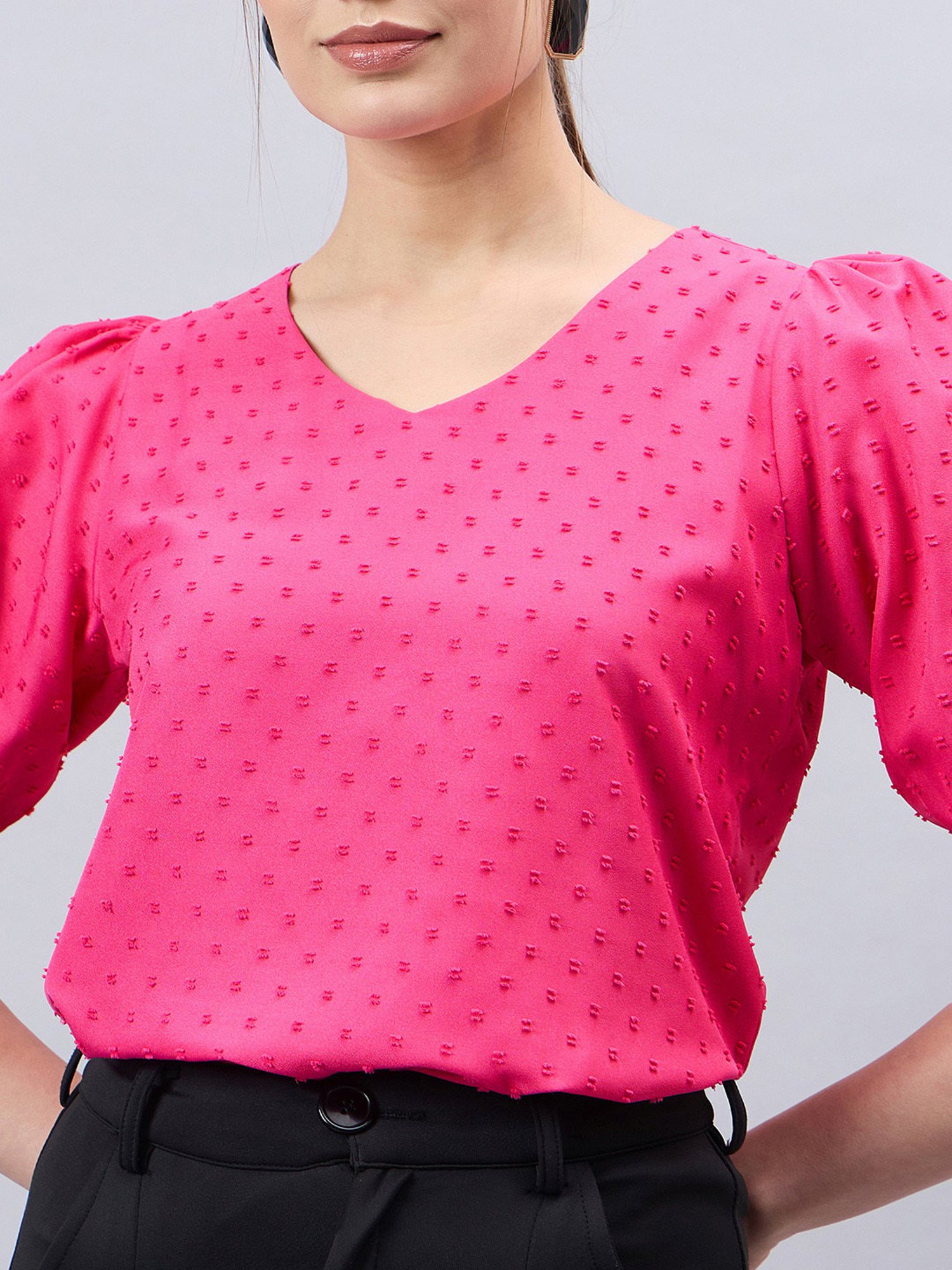 Style Quotient Pink Self Design Top