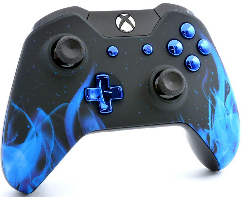 "Soft Touch Blue Fire " Xbox One Rapid Fire Custom Modded Controller for COD BO3, Destiny, GOW 4, Battlefield 1: Quick Scope, Drop Shot, Auto Run, Sniped Breath, Mimic, More (3.5 mm jack)