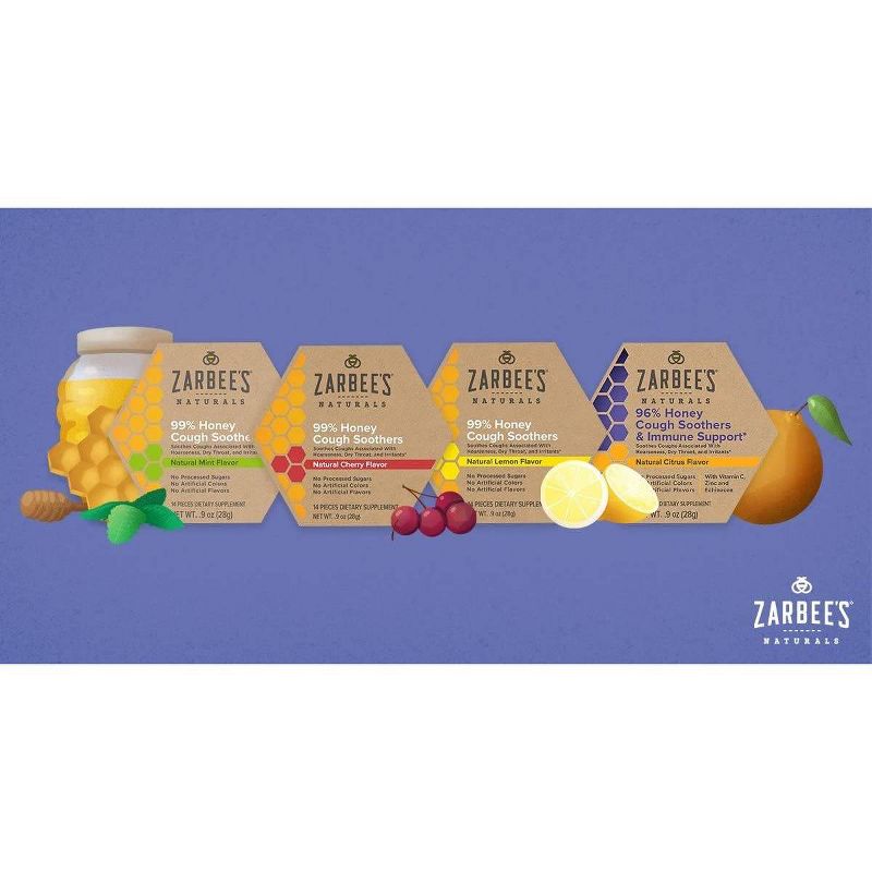 Zarbee's Naturals 96% Honey Cough Soother + Immune Support Lozenges - Mixed Berry - 14ct