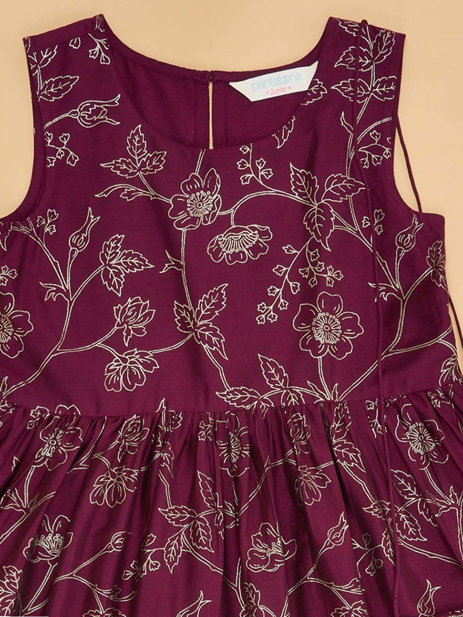 Akkriti by Pantaloons Girls Grape Wine Printed Casual Dresses