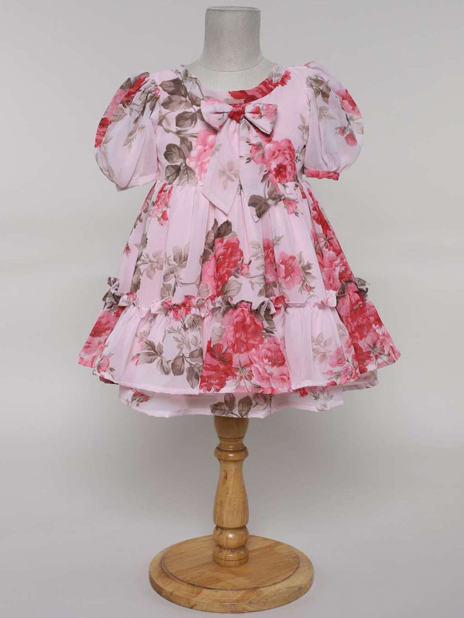 Many Frocks Kids Baby Pink Printed Dress