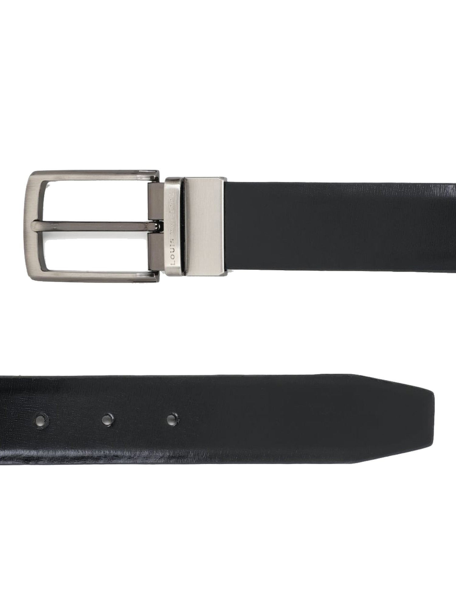 Louis Philippe Black Leather Reversible Belt for Men
