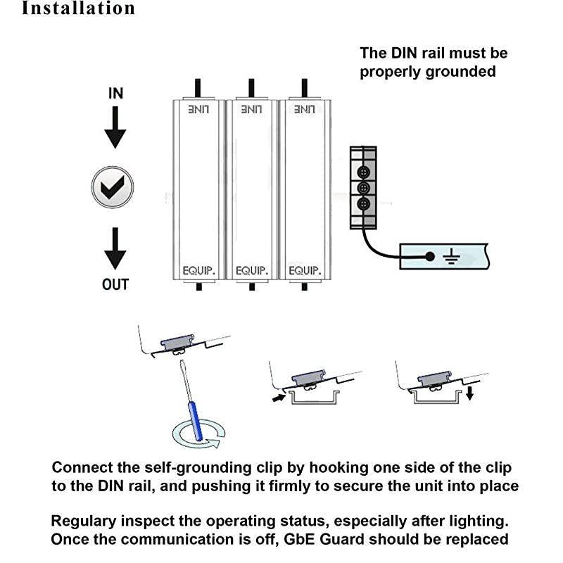 Surge Protector PoE+ Gigabit with DIN Rail Mount Option Gas Discharge Tube for Full Protection RJ45 Lightning Suppressor LAN Network CAT5CAT6 Thunder Arrestor Tupavco TP309