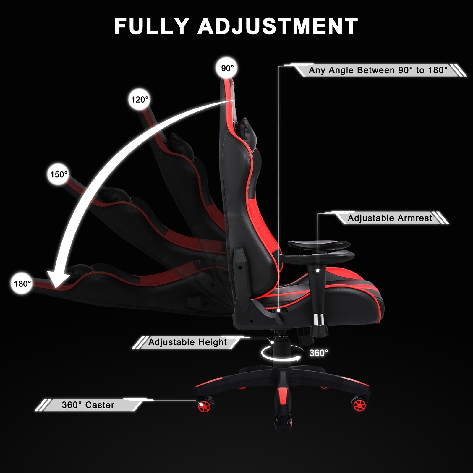 YOUTHUP Racing Style Gaming Chair Adjustable Ergonomic Computer Desk Chair,PU Leather Racing Reclining Swivel High Back Chair with Headrest and Lumbar Support,Pink