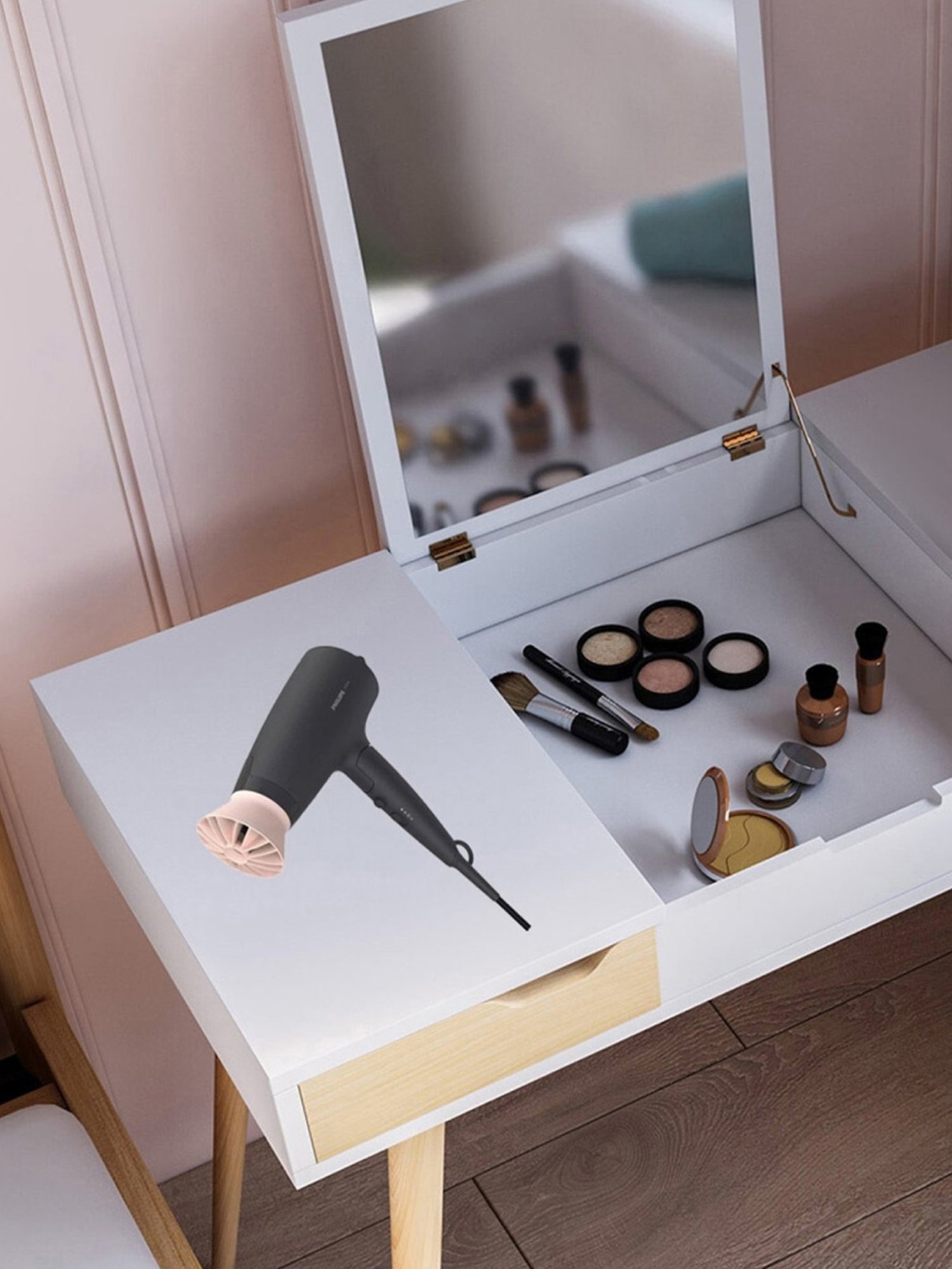 Staunch SHD2011 1600W Compact and Foldable Hair Dryer (White and Pink)